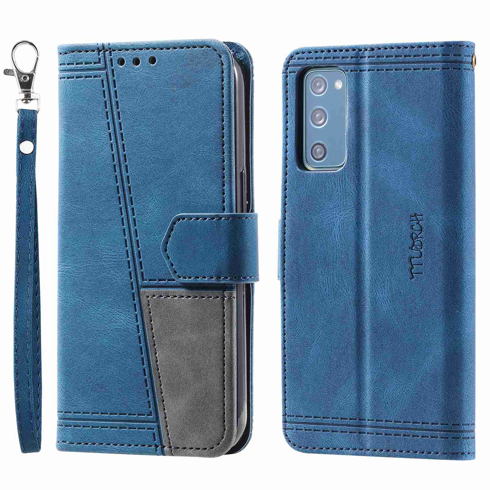 TTUDRCH For Samsung Galaxy S20 FE 2022/S20 FE/S20 Fan Edition/S20 FE 5G/S20 Fan Edition 5G/S20 Lite 004 Splicing PU Leather RFID Blocking Stand Wallet Phone Case with Strap - Blue TTUDRCH For Samsung Galaxy S20 FE 2022/S20 FE/S20 Fan Edition/S20 FE 5G/S20 Fan Edition 5G/S20 Lite 004 Splicing PU Leather RFID Blocking Stand Wallet Phone Case with Strap - Blue